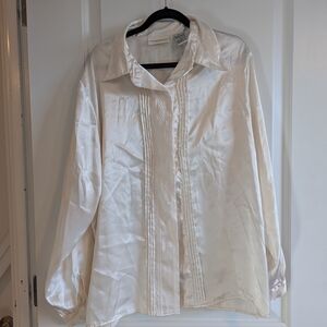 Vintage Cream Button-Up Blouse Size 12 Western Wear